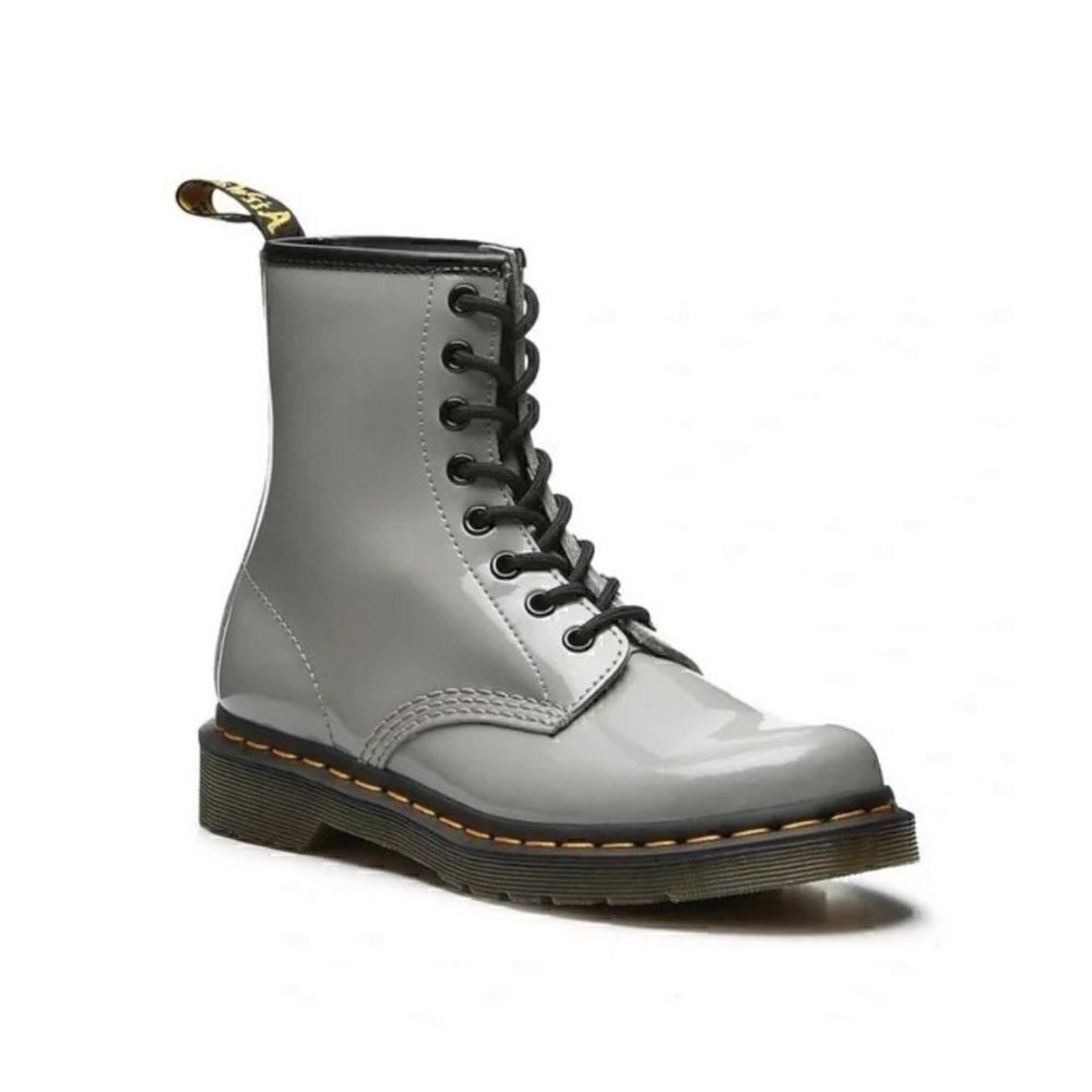 Doc Martens 1460 Zinc Grey Gray Slate Patent Lamper Women’s Boots, Size 7, NIB N